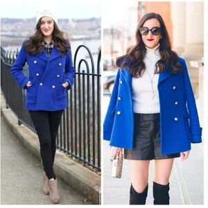 J. Crew Stadium Cloth Majesty Royal Blue Wool Double Breasted Peacoat 4
